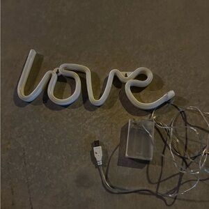 White Neon Love Sign with USB